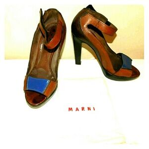 Marni brown leather strap heels size 6.5